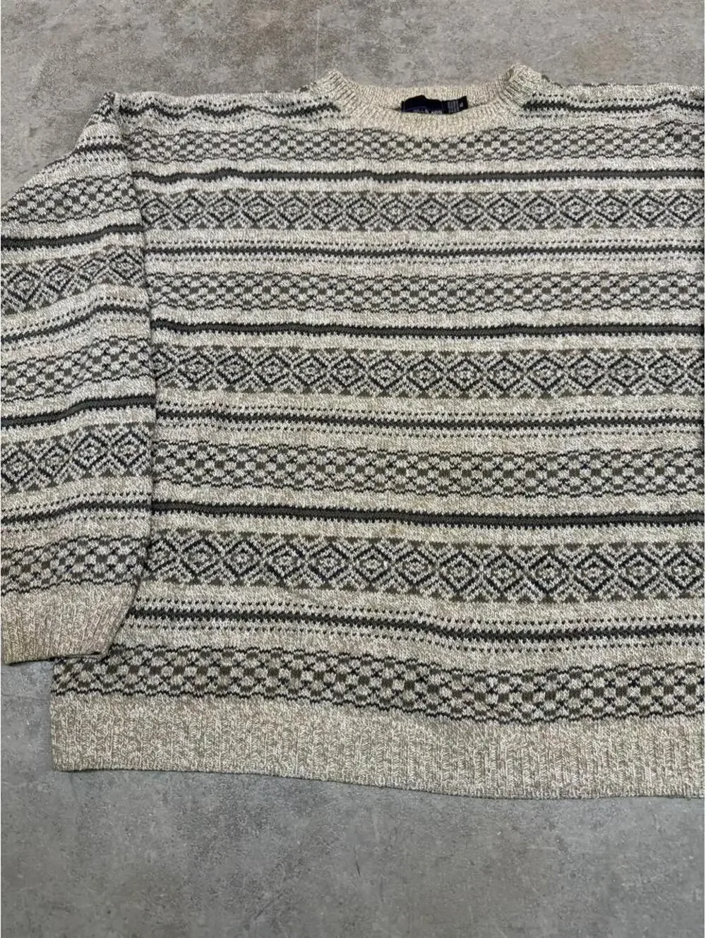 vintage bill blass made in usa beige and grey striped knit sweater size xl